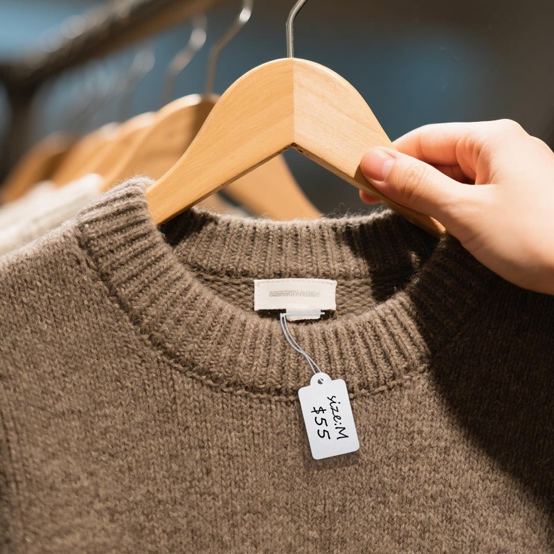 jijAcraft 500Pcs Blank Tags with String, White Pricing Tags, 1.8 x 1 Inch Cloth Tag for Selling, Small Paper Labels for Small Business, Retail Marking Labels, Writable Sales Tag for Jewelry, Antique - Image 3